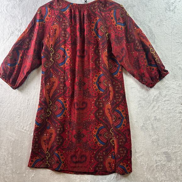 United Colors of Benetton Burgundy Patterned Mini Dress – Size 42 (IT) - Picture 2 of 5